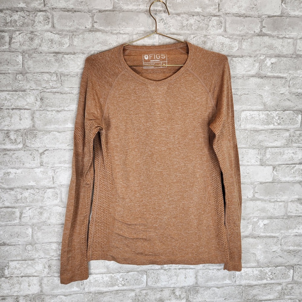 Figs Salta Seamless Long Sleeve Underscrub Shirt Terracotta Utility M